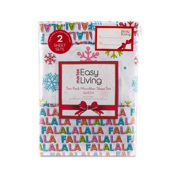 2 SETS XMAS SHEETS Two-Pack NEW Easy Living Holiday Microfiber Sheet Set - Picture 14 of 17